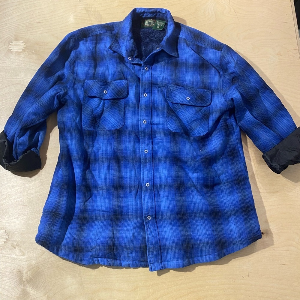 Stillwater Supply Co. Blue Plaid Fleeced lined Shirt XL Snap Closure (NX)